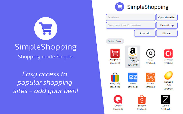 SimpleShopping chrome extension