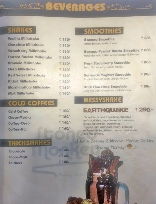 Stoned Monkey menu 