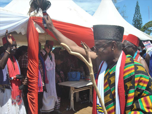 KIlifi county Governor Amason Kingi during the Chenda Chenda festival that brought together all the Mijikenda tribes at Karisa Maitha Ground.