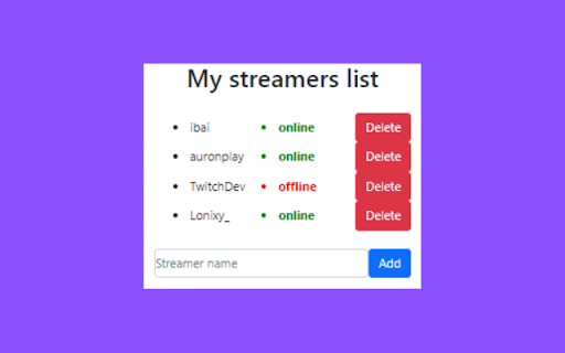 Streamers Live Notification