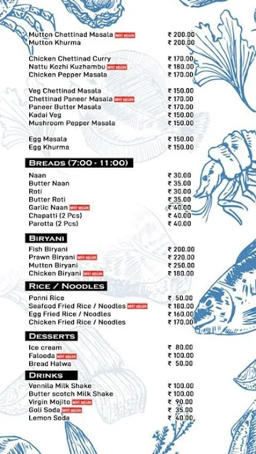 Coastal Aroma menu 