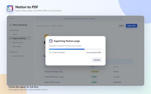 Notion to PDF: Export Pages screenshot 2