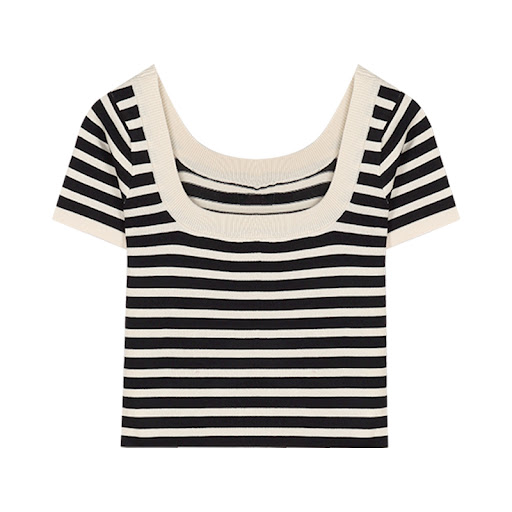 Title 7, Sweet Spice Girls Striped Square Neck Short Sle...