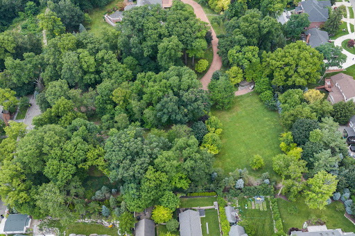 Prestige house for sale in Northville (United States) - Aerial view of a large, green, wooded lot