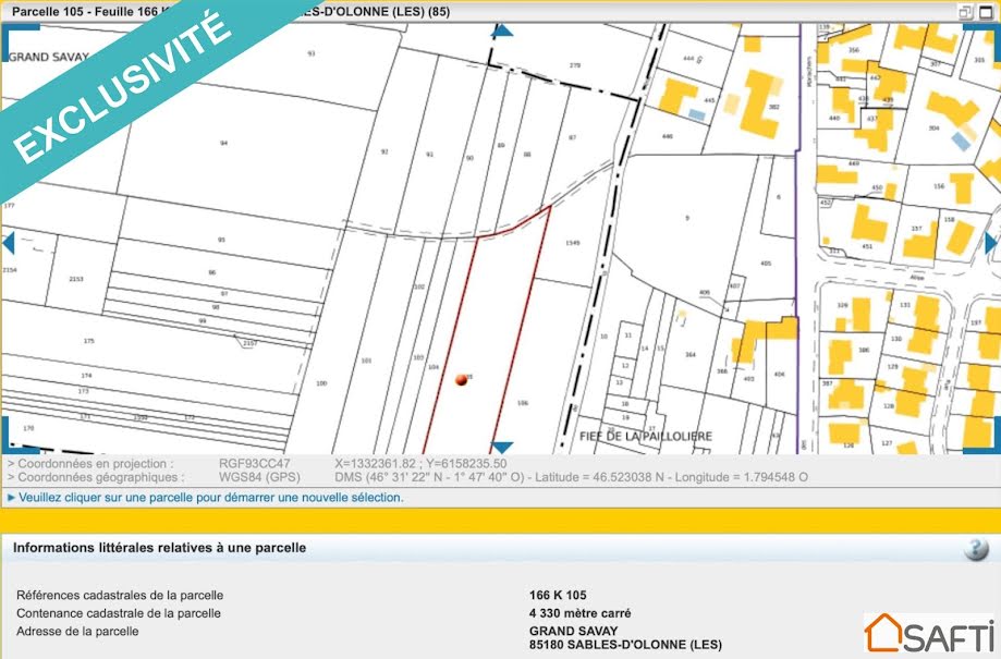 Vente terrain  5870 m² à Les Sables-d'Olonne (85100), 11 000 €