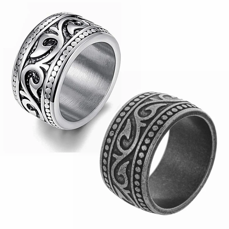 Bague Large Homme en Acier Titane avec Totem de Personnalité Design Unique et Résistant Bijou Masculin Élégant et Durable pour Homme