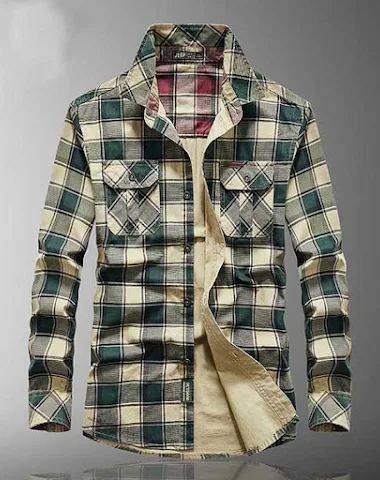 Men's long sleeve plaid shirt - 0