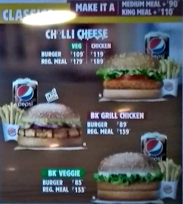 Burger King menu 