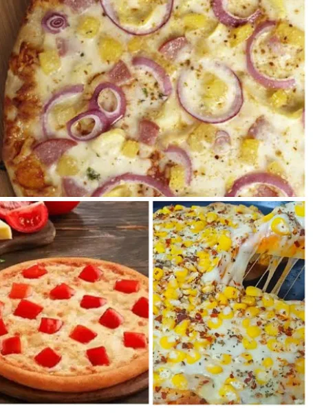 Onion Pizza + Tomato Pizza Medium+ Cheese Corn Pizza Medium