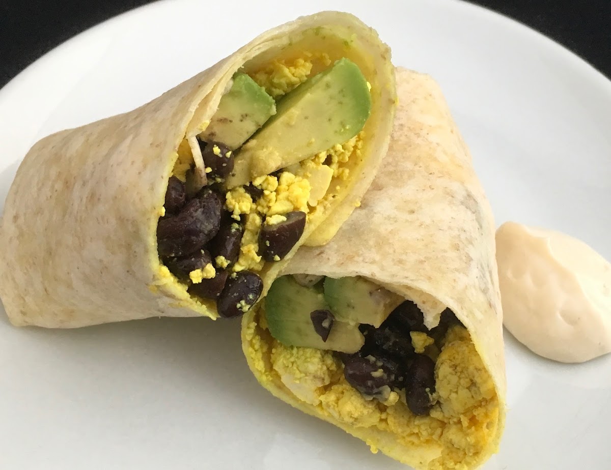 Vegan, gluten free and kosher breakfast wrap. Great way to start the day.