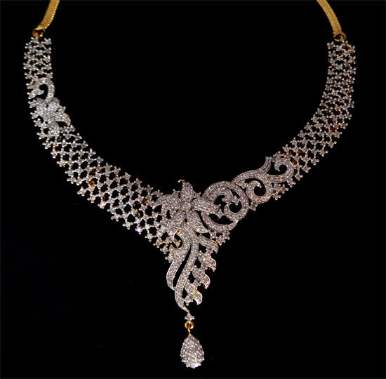 ... Cubic Diamond Designer Stunnig Bridal Necklace Earring Set 508 0N