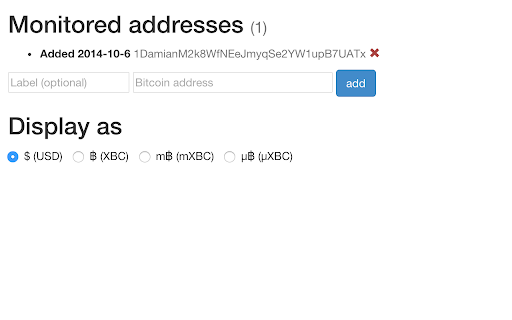 BTC Address Monitor chrome extension