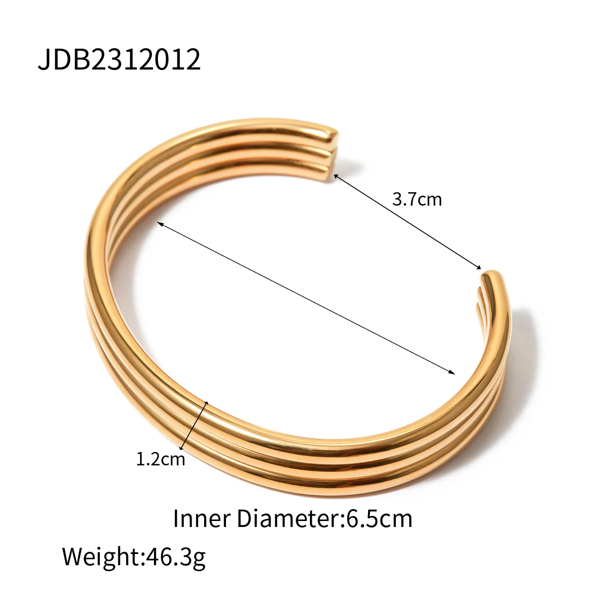 Title 1, Titanium stalen armband met drievoudige ribbels...