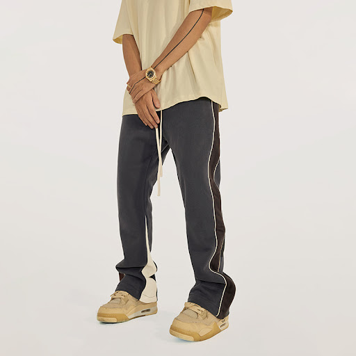 Title 5, Mens Plush Retro Splicing Micro Pull Trousers....