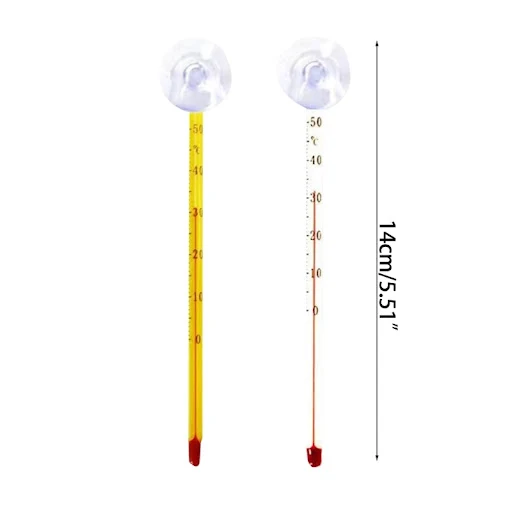 Aquarium Glass Thermometer Stick Sucking Cup Fish Thermometers Display