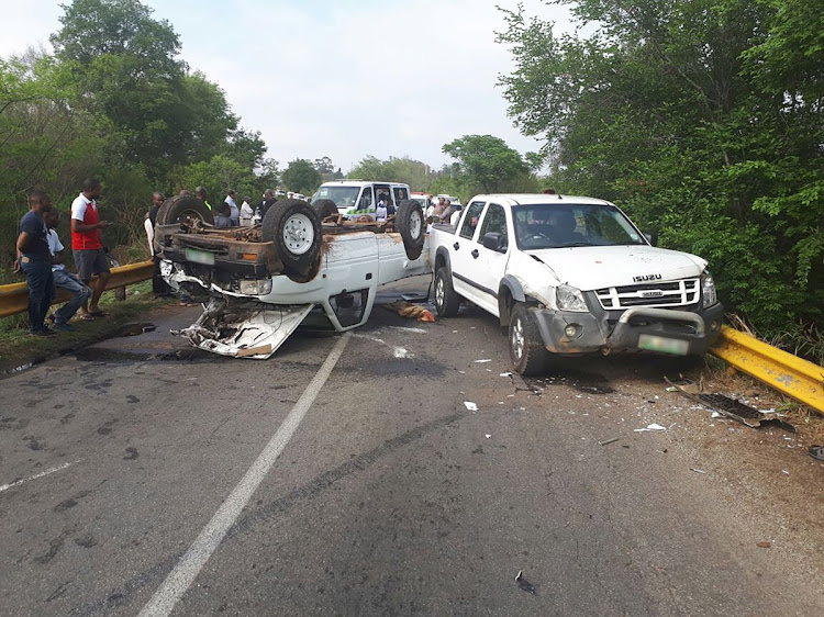 Twenty people were injured when a bakkie overturned in Rustenburg on Sunday.