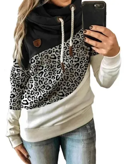 S-5XL Size Autumn Winter Thick Warm Coat Leopard Splicing... - 3