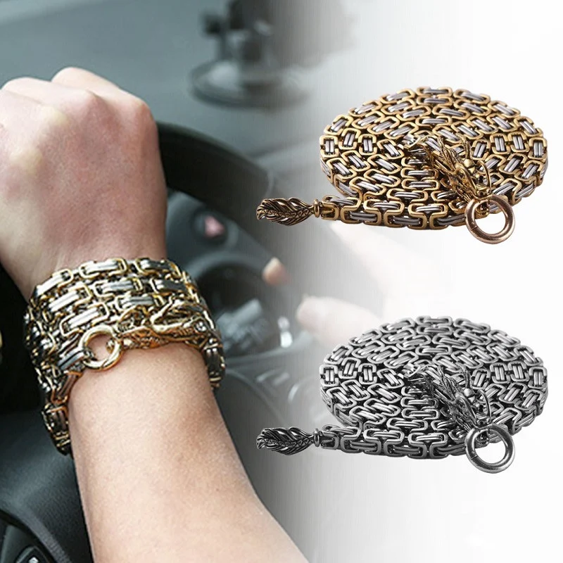 Dragon Back Zelfverdediging Zweep Ketting Rvs Titanium Staal Kiel Armband Discreet en Effectief Zelfbescherming