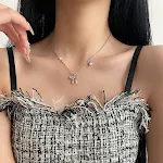 Bow Zircon Pearl Necklace