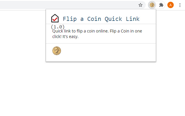 Flip a Coin Quick Link chrome extension