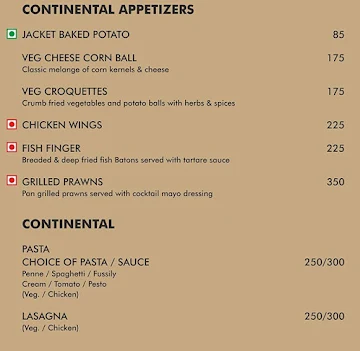 The Bawa Kitchen menu 