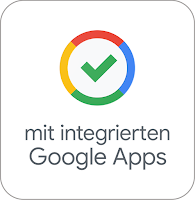 Das „Mit integrierten Google-Apps“-Häkchenlogo ist zu sehen.