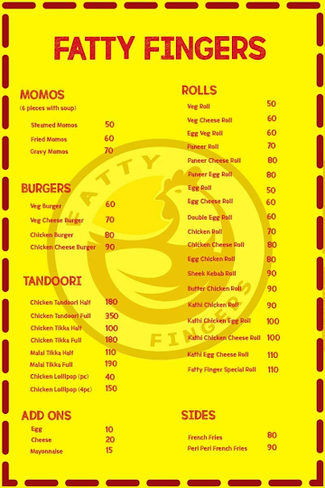 Fatty Fingers menu 