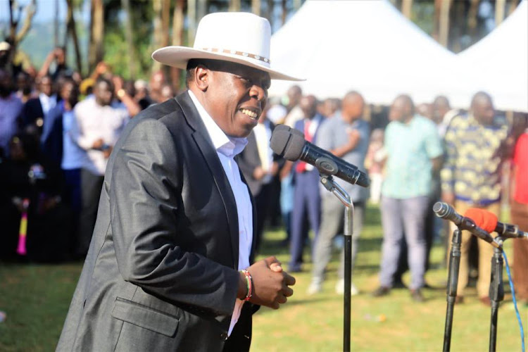 Former Defence CS Eugene Wamalwa at a funeral ceremony in Kakamega on May 6, 2023.