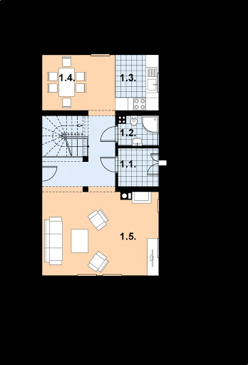 L-35 szkielet drewniany - Rzut parteru