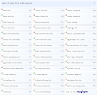 Kaati Zone Rolls & Wraps menu 1