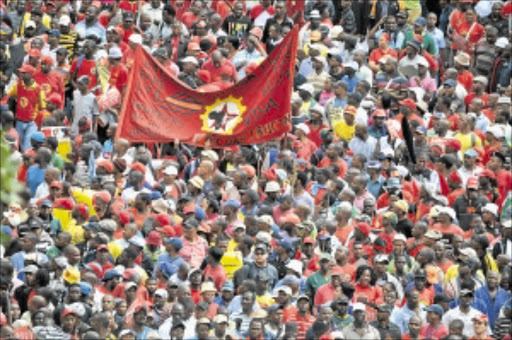 IN FULL FORCE: Multitudes of Cosatu members during the march calling for the banning of labour brokers and the scrapping of the e-tolling system. File photo: MOHAU MOFOKENG