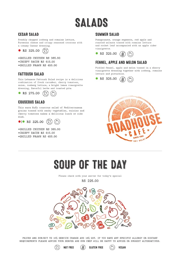 Roadhouse Cafe menu 