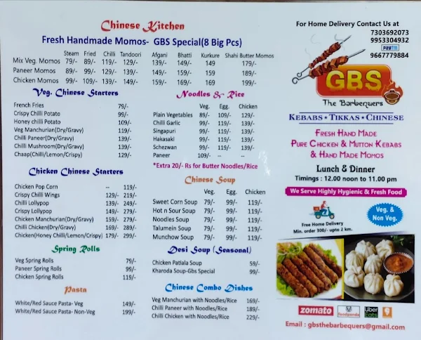 GBS The Barbequers menu 