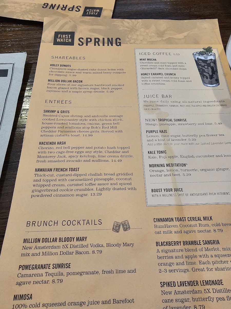 First Watch gluten-free menu