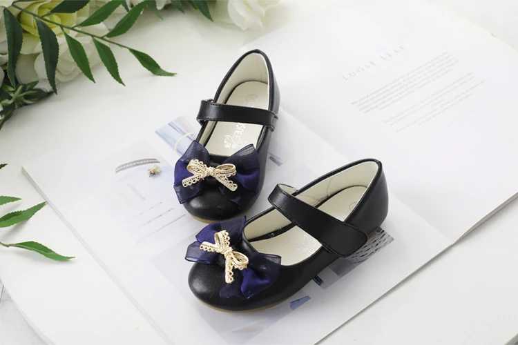 Title 13, Zapatos infantiles de boda con lazo de cuero PU...