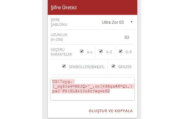 Şifre Oluştur - Password Generator