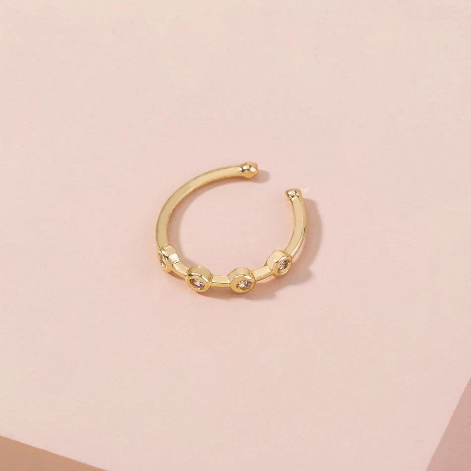 Anillo de nariz perforante de circonita simple para mujer, joyería elegante y delicada, ideal para uso diario, fácil de colocar y cómodo.