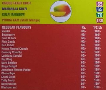 Kings Kulfi menu 