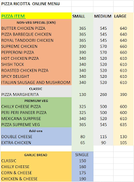 Pizza Ricotta menu 2