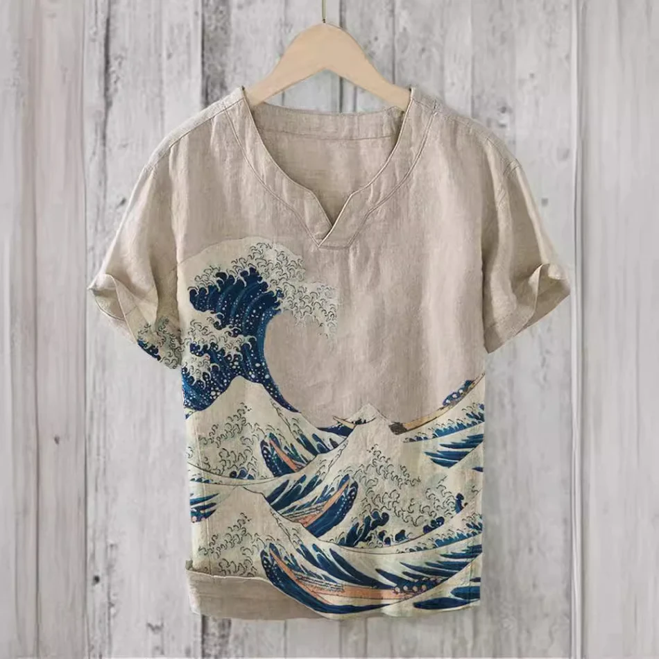 Camiseta Masculina Gola V Solta Manga Curta Estilosa. Conforto e Estilo para o Seu Dia a Dia. Perfeita para o Verão.