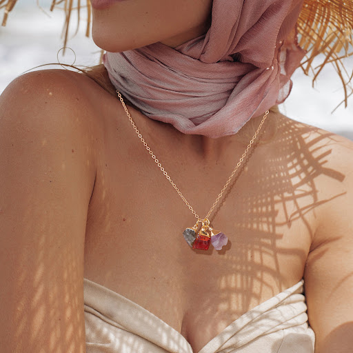 Title 1, Gravel Crystal Color Necklace Girls Clavicle C...
