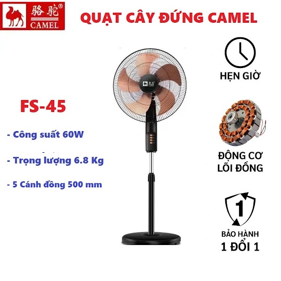 Quạt Cây Đứng Camel Fs - 45/ Fs - 40/ Fs - 45Y Mới 5 Cánh Đồng Siêu Mát Bảo Hành 12 Tháng