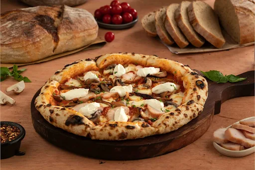 Sourdough Smoked Chicken With Goat Cheese Pizza