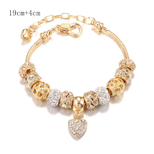 Title 2, Alloy Large-hole Bead Bracelet Gold, a stylish ...