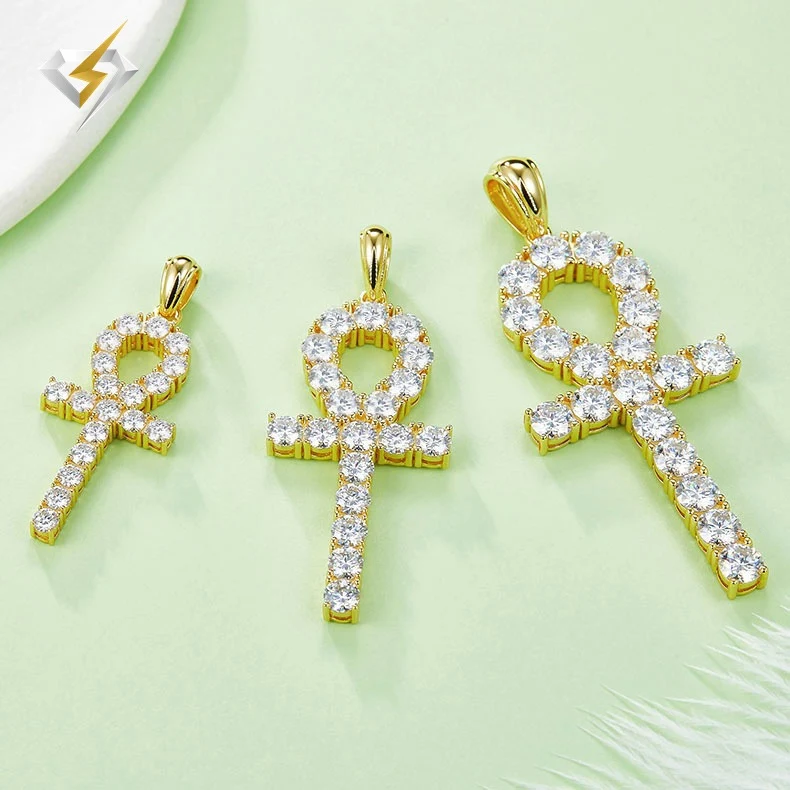 Moissanite Kruis Ketting Sterling Zilver Verguld Stralend Geloof Tijdloze Elegantie Perfect Cadeau