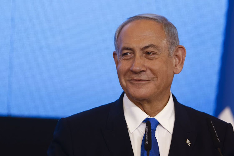 Benjamin Netanyahu, leader of the Likud party, at the party's headquarters in Tel Aviv, Israel, on November 2 2022. Picture: BLOOMBERG/KOBI WOLF