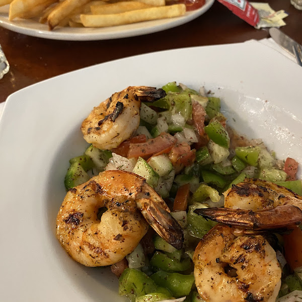 Shepherd Salad with grilled shrimp!