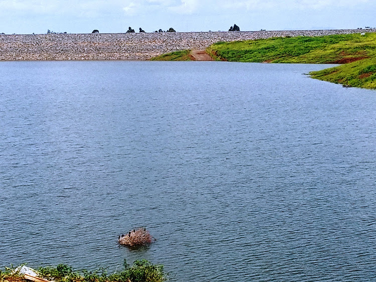 Part of Thiba dam that has already been filled with water.