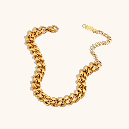 Title 2, Simple Cuban Link Chain Gold Bracelet, a specia...