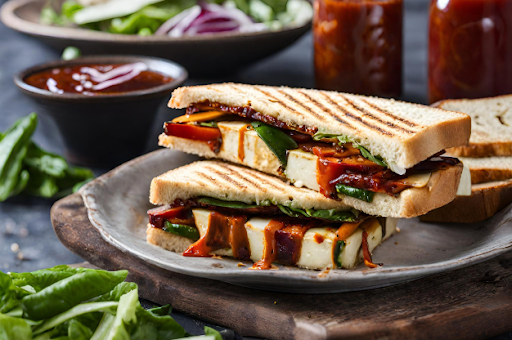 Grilled Veg Paneer Barbeque Cheese Double Decker Sandwich